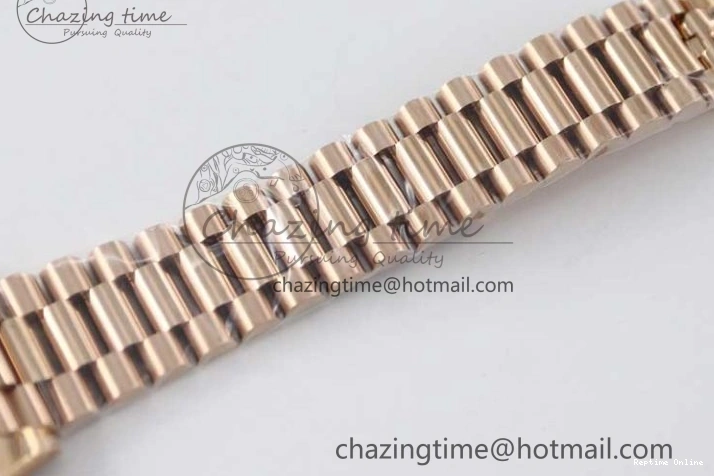 0419 Day Date 40mm RG 904L Steel TWF 1:1 Best Edition Black Crystal Dial on RG Bracelet A MoistureWicking 2349